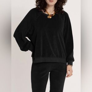 Suzie Kondi soft cotton blend velour unisex oversized black sweatshirt